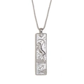 Silver Sagittarius zodiac pendant necklace with a rectangular charm and bead chain - Sagittarius / Steel