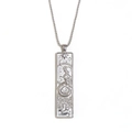 Silver Capricorn zodiac rectangle pendant necklace with embossed sea-goat and ball chain - Capricorn / Steel