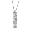 Silver square zodiac relief pendant with moon and stars motif on a beaded bead chain - Aquarius / Steel