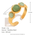 18K gold plated stainless steel open ring featuring green gemstones and starfish design - Triple Green Aventurine Open Ring - Gold