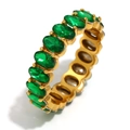 Gold plated eternity ring with oval emerald green stones in a claw setting - US 6 / Green Zirconia Oval Eternity Ring