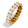 18K gold plated stainless steel eternity ring with oval-cut cubic zirconia crystals - US 6 / White Zirconia Oval Eternity Ring