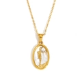 18K gold plated oval necklace with white mother of pearl and fairy moon design - Zircon Shell Zodiac Necklace-Gold-Virgo
