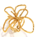 Anello aperto moderno in acciaio inossidabile placcato oro 18K con motivo floreale - Oro