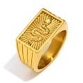 Square signet ring with S-shaped snake relief in 18K gold plated stainless steel - US 6 / Retro Square Plaque Snake Ring-Gold