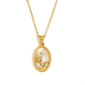 18K gold plated stainless steel necklace with white shell pendant and scorpion charm - Zircon Shell Zodiac Necklace-Gold-Scorpio