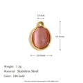 Rosa ovaler Blumenanhänger aus 18K vergoldetem Edelstahl mit 14,4mm Größe - Rosa Edelstein Tropfenanhänger / Gold
