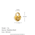 Pendentif cadenas en forme de cœur en acier inoxydable doré 18K avec dimensions - Petit Pendentif Serrure Coeur - Or
