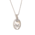 Silver oval pendant necklace with mother of pearl inlay and embossed sun ray figures - Zircon Shell Zodiac Necklace-Steel-Gemini