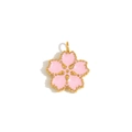 Anhänger Kirschblüte aus 18K vergoldetem Edelstahl mit rosa Emaille-Verzierung - Rosa Sakura Emaille Anhänger-Gold