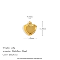 Pendentif cœur en acier inoxydable plaqué or 18K avec bordure texturée perlée - Pendentif Coeur à Bord Perlé - Or