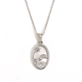 Silver zodiac lion pendant necklace with white mother of pearl and sun charm detail - Zircon Shell Zodiac Necklace-Steel-Leo