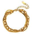 Dreilagiges 18K vergoldetes Edelstahlarmband mit Büroklammer- und gedrehten Ketten - Dreilagiges Armband(B0628) / Gold