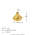 Pendentif coquille Saint-Jacques en acier doré 18 carats avec texture quadrillée - Pendentif Coquille Saint-Jacques à Texture Grille - Or