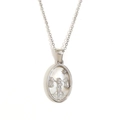 Silver Libra zodiac necklace featuring a detailed mother of pearl cameo pendant - Zircon Shell Zodiac Necklace-Steel-Libra