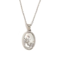 Silver Scorpio zodiac necklace with white shell inlay and scorpion pendant motif - Zircon Shell Zodiac Necklace-Steel-Scorpio