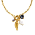 18K gold plated necklace featuring evil eye, golden fish, baroque pearl, and clover charms - Small O-Chain Spring Buckle Fish Pendant Necklace / Gold