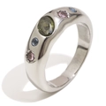 Vintage 18K gold plated stainless steel ring with colorful multi-stone geometric zircons - US 6 / Steel