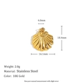 Pendentif en forme de coquillage en acier inoxydable plaqué or 18K avec texture - Pendentif Coquillage Cacahuète - Or