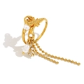 Gold-plated stainless steel open ring with bee, pearl charms and tassel chains - Tassel Bee Daisy Style 2 (R5237) / 18K Gold