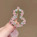 Elegant gold pear-shaped brooch with pink rhinestones and green enamel leaves - Rhinestone Floral Gourd Brooch