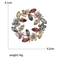 Elegant olive branch crystal wreath brooch with colorful rhinestones in silver finish - Purple