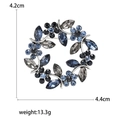 Detailed size specifications of the olive branch wreath crystal brooch with measurements - Blue