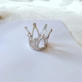 Mini corona d'argento con strass e cuori per torte e decorazioni da principessa - Argento