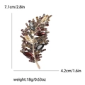 Leaf-shaped brooch with colorful champagne and purple rhinestones, 7.1cm golden pin - Purple