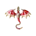 Enameled western dragon brooch with crystals and vintage gold finish on white background - Red White Gradient Enamel Gold Mythical Dragon Style (BC23Y0114-2)