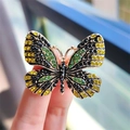 Modische Schmetterling-Brosche aus vergoldeter Legierung mit bunten Kristallen - Mehrfarbiger Strass-Schmetterlingsstil (XZ0296-11)