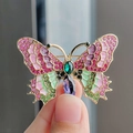 Vintage Schmetterlingsbrosche in Gold mit bunten Kristallen und Emaille für Damen - Bunter Emaille Schmetterling (XZ0311)