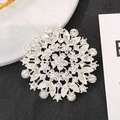 Radiale Blumenbrosche aus Silberlegierung mit funkelnden klaren Strass- und Marquise-Kristallen - Radialer Sonnenstrahl-Stil (BH07-Silver)