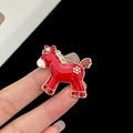 Golden horse brooch with red enamel and rhinestones for suits and coats gift - Red Snowflake Pony Brooch