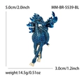 Blue Pegasus brooch with crystals and dimensions 5.0cm height, 3.0cm width - Blue Rhinestone Horse Brooch