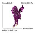 Exquisite purple jumping horse brooch with sparkling crystals and golden horse hooves - Purple Rhinestone Horse Brooch