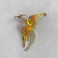 Détails de la broche phénix en cristal avec émail jaune et strass brillants scintillants - Broche Phénix Strass - Jaune
