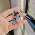 Exquisite blue parrot bird brooch pin with sparkling rhinestones in a golden finish - Cowboy Hat Parrot Style (XZ0584-1)