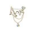 Goldene Angel Brosche mit Herzdetail und hängenden Kristallquasten für Damen - Angel Buchstaben Quaste Stil (BH36)