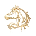 Elegant gold hollow horse head brooch with detailed lines for suit and coat accessory - Minimalist Horse Brooch Gold