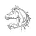 Elegant silver metal horse head brooch with hollow line design for suits and coats - Minimalist Horse Brooch Silver