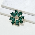 Spilla a ghirlanda dorata elegante con cristalli di smeraldo a taglio quadrato - Spilla Anello Doppio Strato Oro 14K Verde