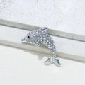 Spilla delfino elegante in argento con strass scintillanti per abiti da donna - Spilla Delfino Tonalità Argento