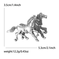 Vintage silver double horse brooch with textured finish, size 5.3cm x 3.5cm - Double Horse Brooch Silver