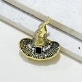 Spilla vintage cappello da strega dorata con strass scintillanti e smalto nero - Oro
