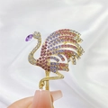Spilla fenicottero scintillante con cristalli viola e strass dorati - Fenicottero / Oro