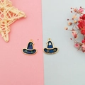 Detail of blue wizard hat charms with gold stars and glitter for DIY jewelry making - Dark Blue with Stars/Gold Border (Style 5)