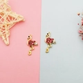 Charming pink flamingo jewelry pendants with inlaid red crystals for DIY necklaces - Red Rhinestone Flamingo