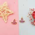 Pink and purple witch hat charms with gold stars for DIY jewelry necklaces and earrings - Purple with Stars/Gold Border (Style 8)