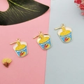Detailed macro view of creative alloy noodle bowl charms with chopsticks and floral background - Cup Noodles Blue